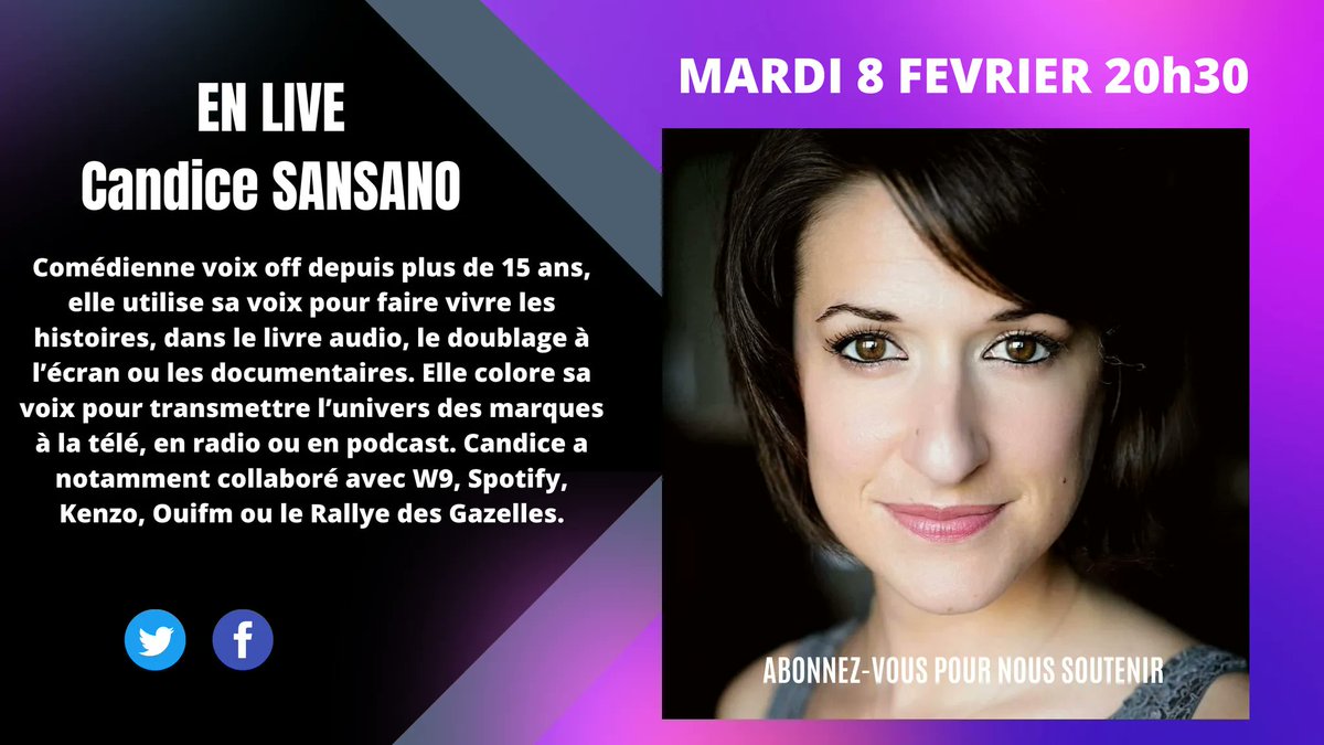 CandiceSansano1's tweet photo. 📺 On m'a proposé une #interview sur la chaîne Twitch 🙏 l'occasion de se retrouver ce soir à 20h30 pour 
parler du métier de 
comédienne #voixoff 🎙️💖
▶️ Rendez-vous sur  : https://t.co/n8jejswhJY https://t.co/gYQ5680Spe