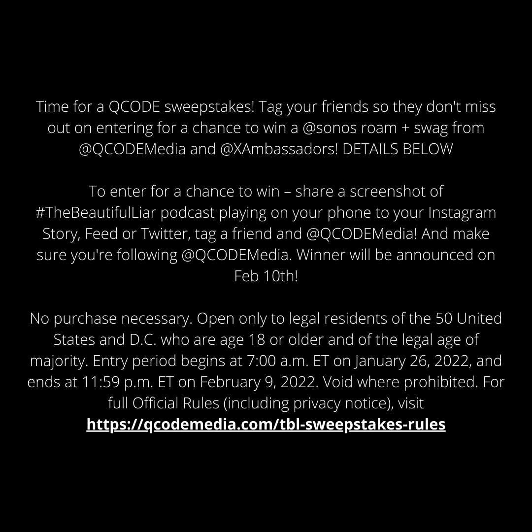 QCODEmedia's tweet photo. Last chance to enter for a chance to win @sonos roam + swag from #QCODEMedia & @Xambassadors 🎉🎁
How? Share a screenshot of #TheBeautifulLiar podcast playing on your phone to your IG Story, Feed or Twitter, tag a friend & @QCODEMedia! Make sure you're following us! https://t.co/Q52nnU0yGD