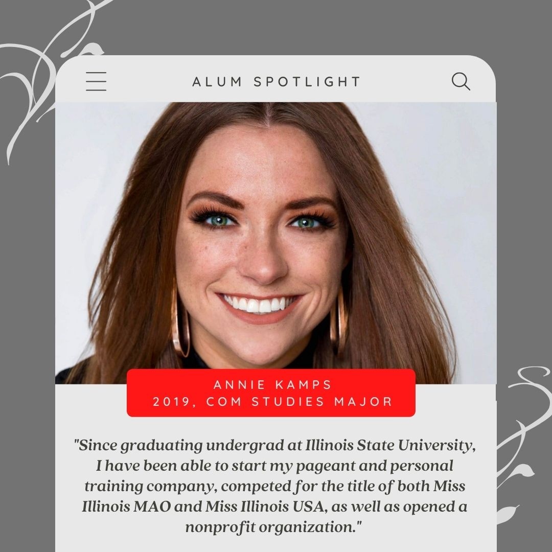 ISUSOC's tweet photo. Here in the #SchoolofCommunication, we are always #RedbirdProud of our graduates! And we love staying in touch with them to see their success.
Meet Annie Kamps - 2019 #ComStudies graduate… now COM graduate student!
#BackTheBirds #IllinoisState #GraduateSpotlight https://t.co/CDF9of1io3