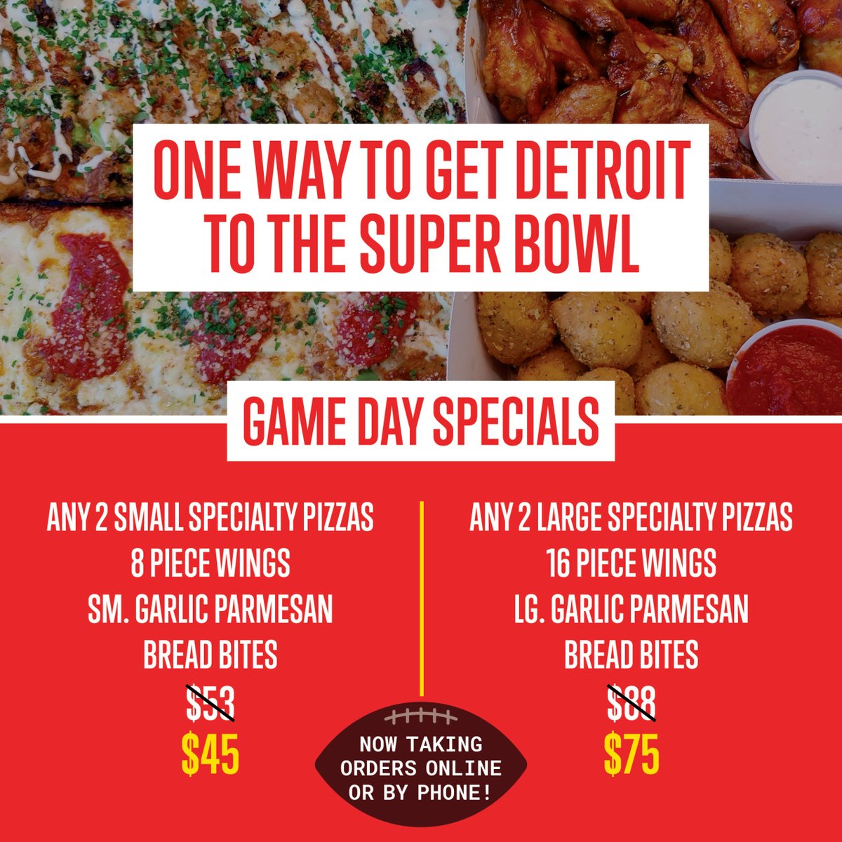MfgSquare's tweet photo. Get ready for game day with the perfect lineup of pizza, wings, and bread bites! 😋 To pre-order, call us at (508) 545-3200 or order online here: https://t.co/u8z7uCc71p https://t.co/aDfFJqPIk4