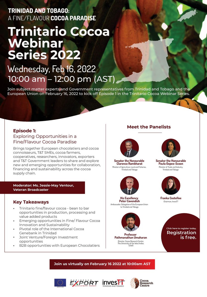 maftt_'s tweet photo. #InvesTT | #EU | #TrinitarioCocoa | #Cocoa | #Webinar | Trinitario Cocoa Webinar Series 2022 https://t.co/RqugdaYFsB