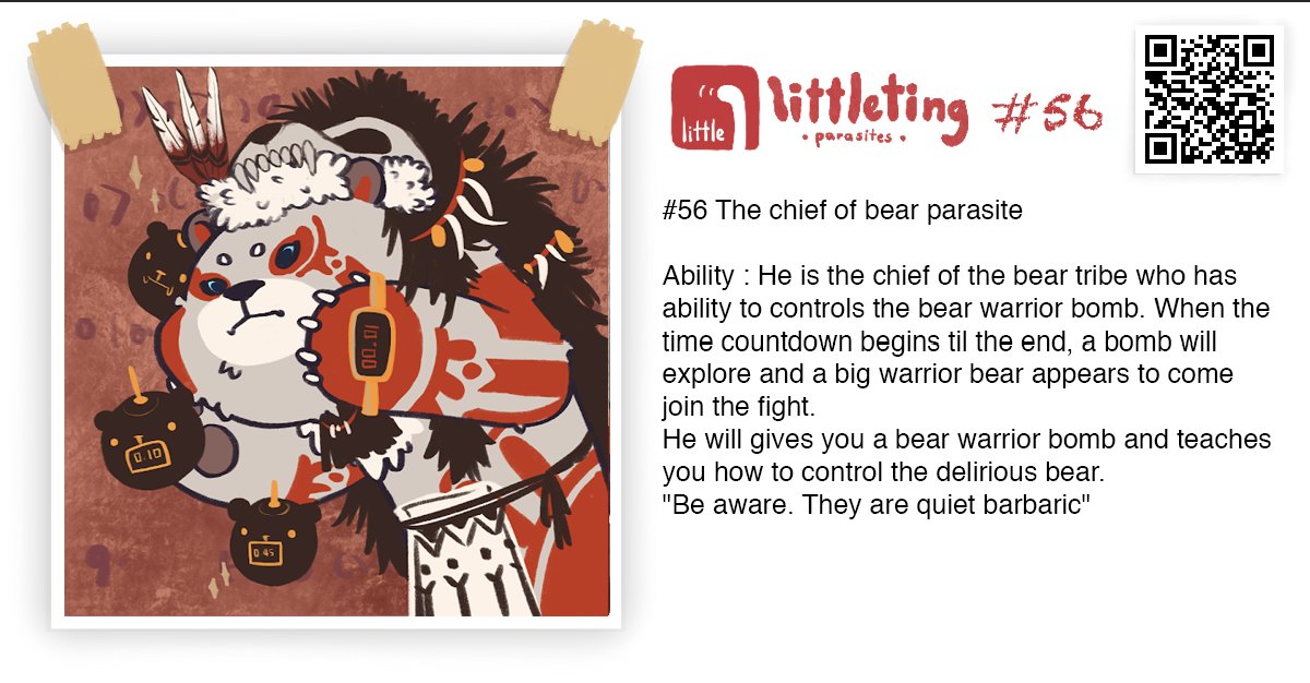 Littleting_NFT's tweet photo. #56 The chief of bear parasite
Owner : @HNx9898 
Artist : @Giantcatz_art 

The chief bear with many bombs in his hand💣
https://t.co/26UmY3T9Qf https://t.co/fdhQaHeoNI