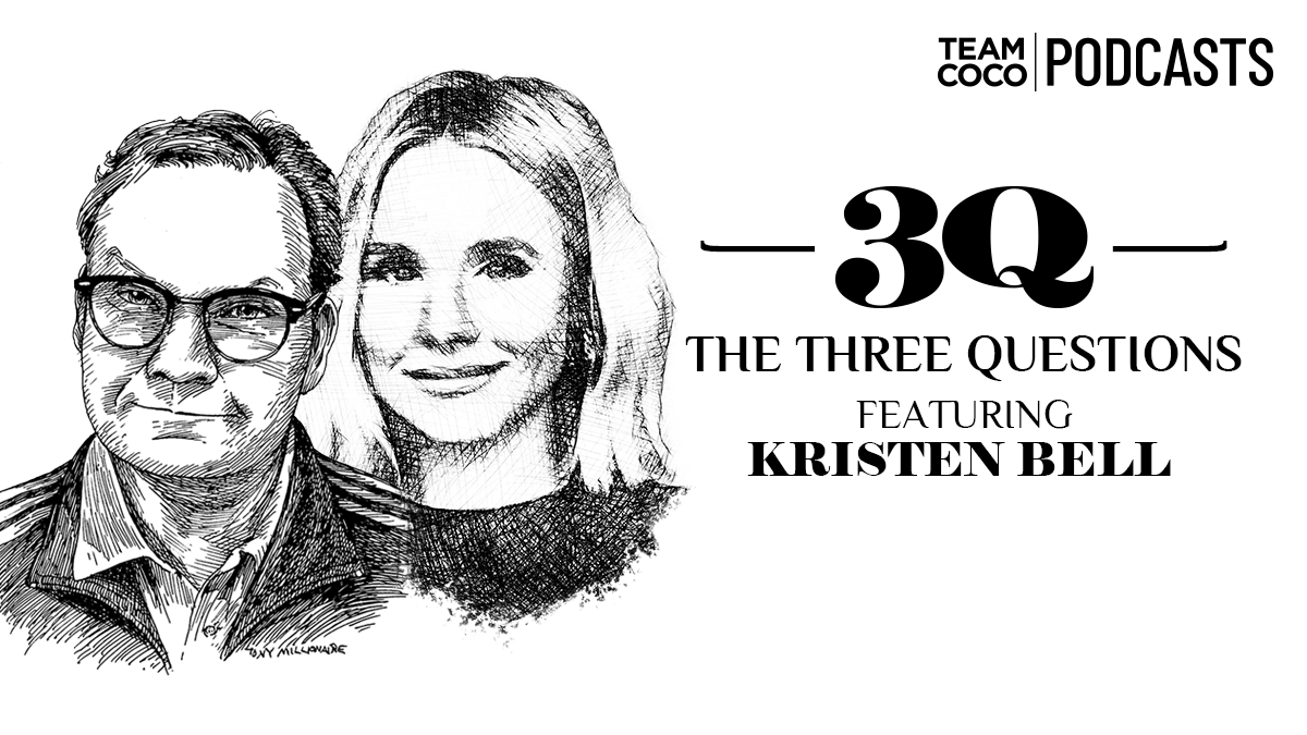 TeamCoco's tweet photo. Today on #TheThreeQuestions @KristenBell joins @AndyRichter to talk about being open and honest about her personal life, hustling to achieve her goals, keeping a growth mindset, and more. Listen: https://t.co/78qO1r7e2o https://t.co/jocenrtui7
