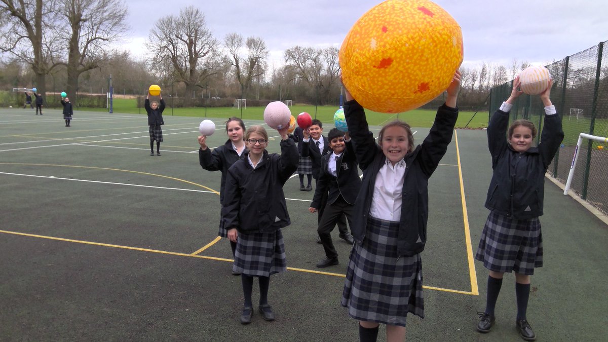 LaxtonJunior's tweet photo. To the Earth and Beyond! #LJSYear5 modelled the planets and their proportional distances from the Sun using an inflatable solar system, courtesy of @OpenLPLearning. They used mnemonics to help them remember the order, and are busy making Planet Fact Files. #LoveOfLearning https://t.co/RwoUBB5gy3