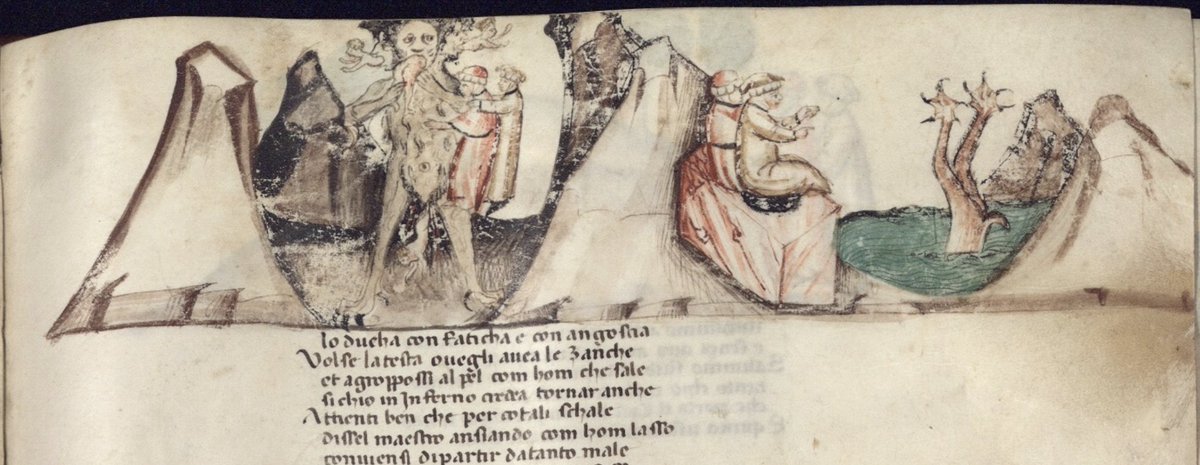 GaEstensi's tweet photo. #detailtuesday 🔎Dove siamo? Un aiutino...
Questa illustrazione è tratta dal "Dante Estense", manoscritto della Divina Commedia dell'inizio del XV sec., conservato alla #BibliotecaEstense di Modena e in alta risoluzione su #EstenseDigitalLibrary👉https://t.co/UGd6nRXcMU https://t.co/7ffpaWUiFg