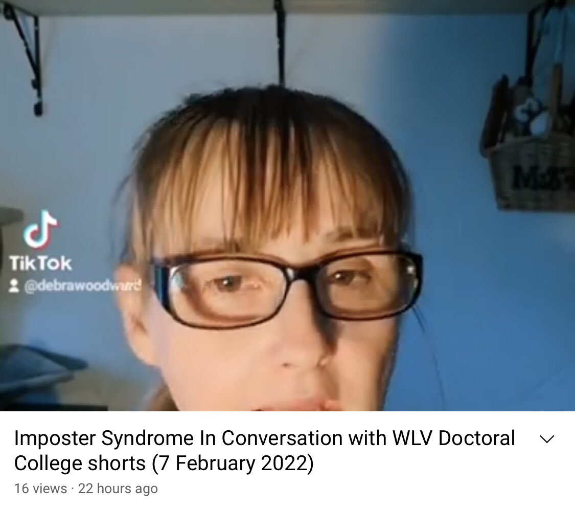 #ImposterSyndrome: In Conversation with <a href="/WLV_DoctoralCol/">The Doctoral College</a> shorts:  
 m.youtube.com/watch?v=emQ7Sk…