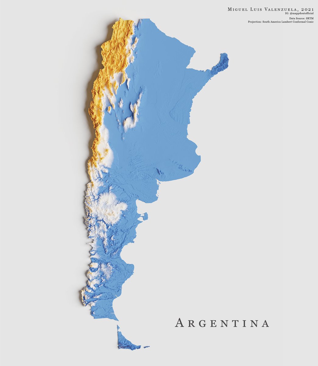 theepicmap's tweet photo. The topography of Argentina (claimed but uncontrolled territories excluded) https://t.co/RsEpkwJw13