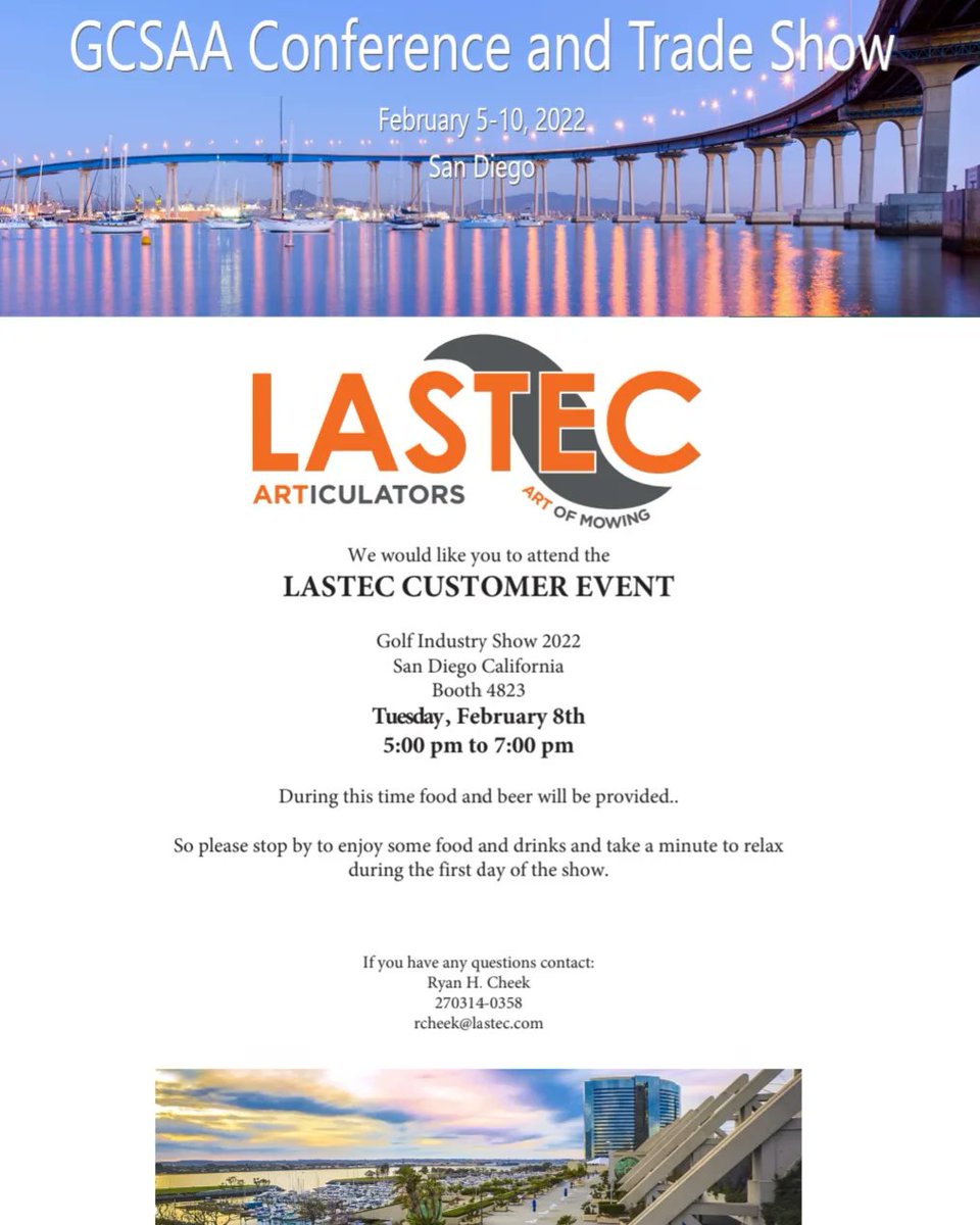 LastecMowers's tweet photo. Today is the day! Come see us @GCSAAConference! Also, if you're a current Lastec Dealer/Customer or are interested in becoming one, please join us at theses events!
#gcsaa #gcsaaconference #gcsaa2022 #lastec https://t.co/50eBviaJyI