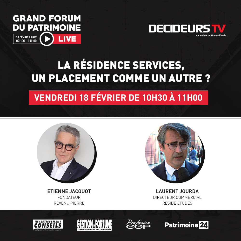 Grand Forum du Patrimoine (@grandforum2023) on Twitter photo 📌 Au programme du Grand Forum du #Patrimoine #Live le 18 février à 10h30 :
La #résidenceservices, un #placement comme un autre ? Un atelier animé par <a href="/Lorenzini_Fred/">Lorenzini Frédéric</a> avec Etienne Jacquot <a href="/revenupierre/">Revenu Pierre</a> et Laurent Jourda <a href="/ResideEtudes/">Groupe Réside Études</a>
👉S'inscrire : bit.ly/3xcjEhr
#CGP 📌 Au programme du Grand Forum du #Patrimoine #Live le 18 février à 10h30 :
La #résidenceservices, un #placement comme un autre ? Un atelier animé par <a href="/Lorenzini_Fred/">Lorenzini Frédéric</a> avec Etienne Jacquot <a href="/revenupierre/">Revenu Pierre</a> et Laurent Jourda <a href="/ResideEtudes/">Groupe Réside Études</a>
👉S'inscrire : bit.ly/3xcjEhr
#CGP