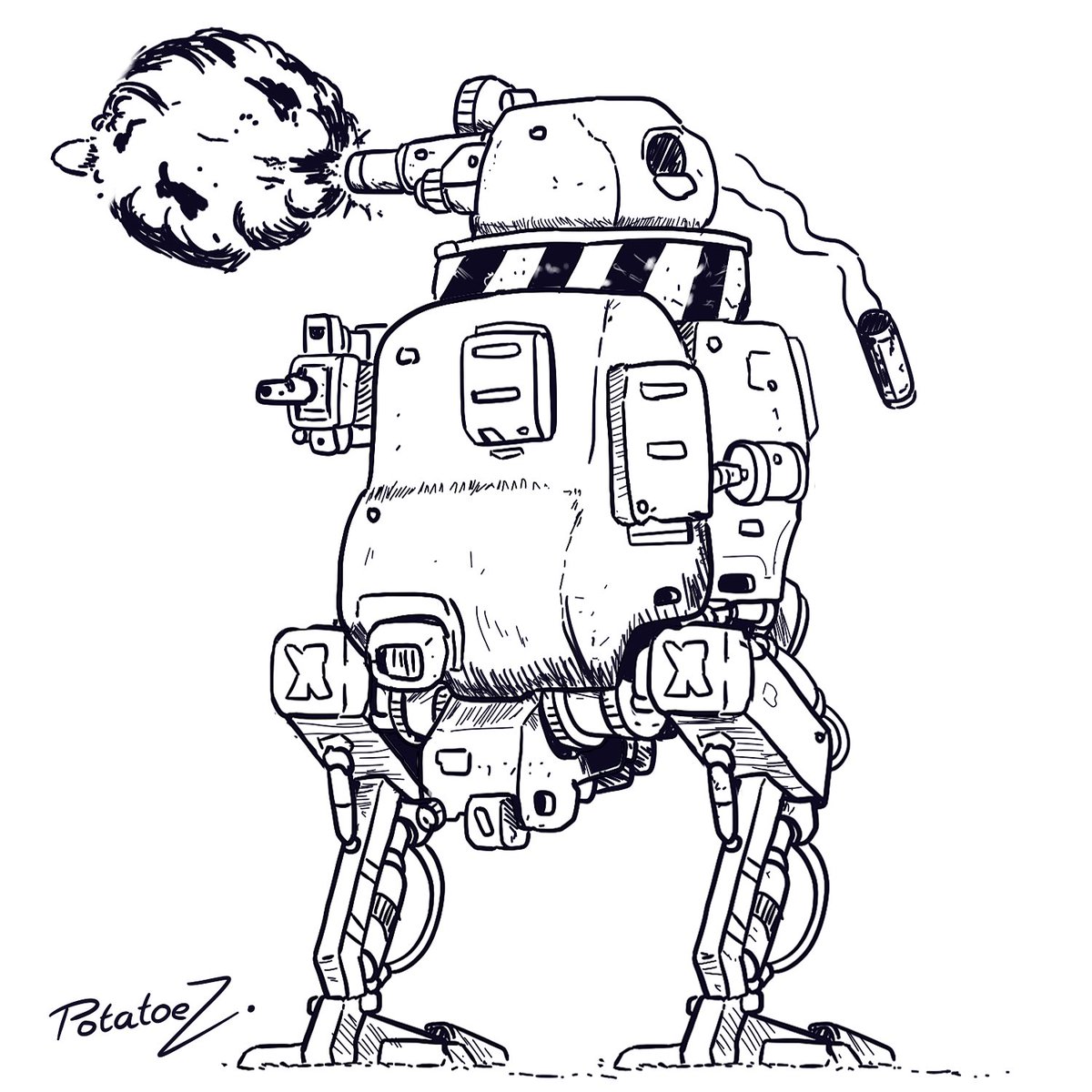 PotatoeZ252's tweet photo. Random low quaility mech drawing https://t.co/FzC5ejo7bm