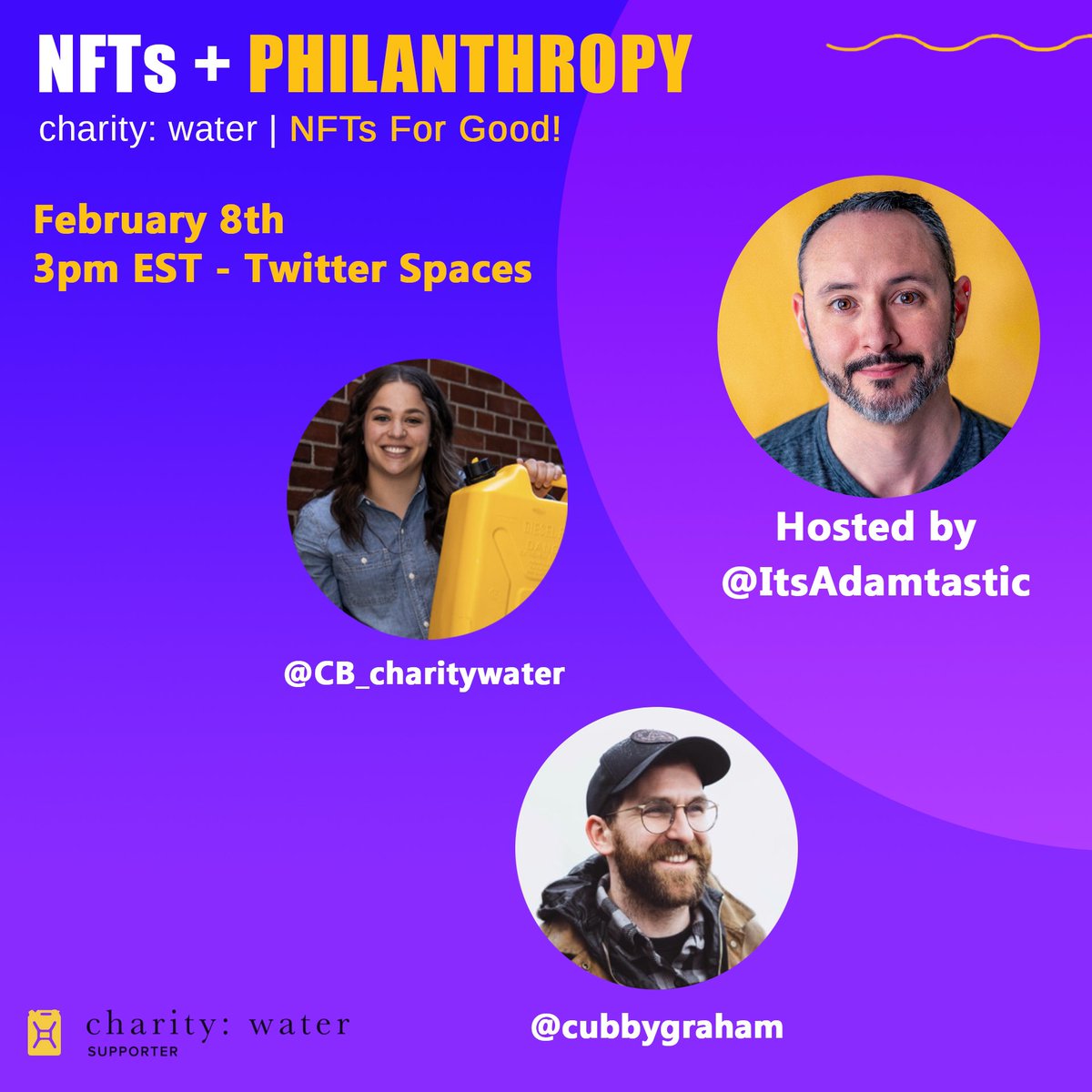 Adamtastic's tweet photo. 🎙✨Today! Join in a convo about #NFTsForGood w @CB_charitywater @cubbygraham @FluffyGoodness

The piece - https://t.co/2stii75GM3 
(Live at 3pm EST!) 

100% profit donated to @charitywater in ETH! 💛

Join us - Spaces @ 3pm EST
👉https://t.co/lhYDVwpmzn

#FluffyGoodness https://t.co/YzISyxsR1Z