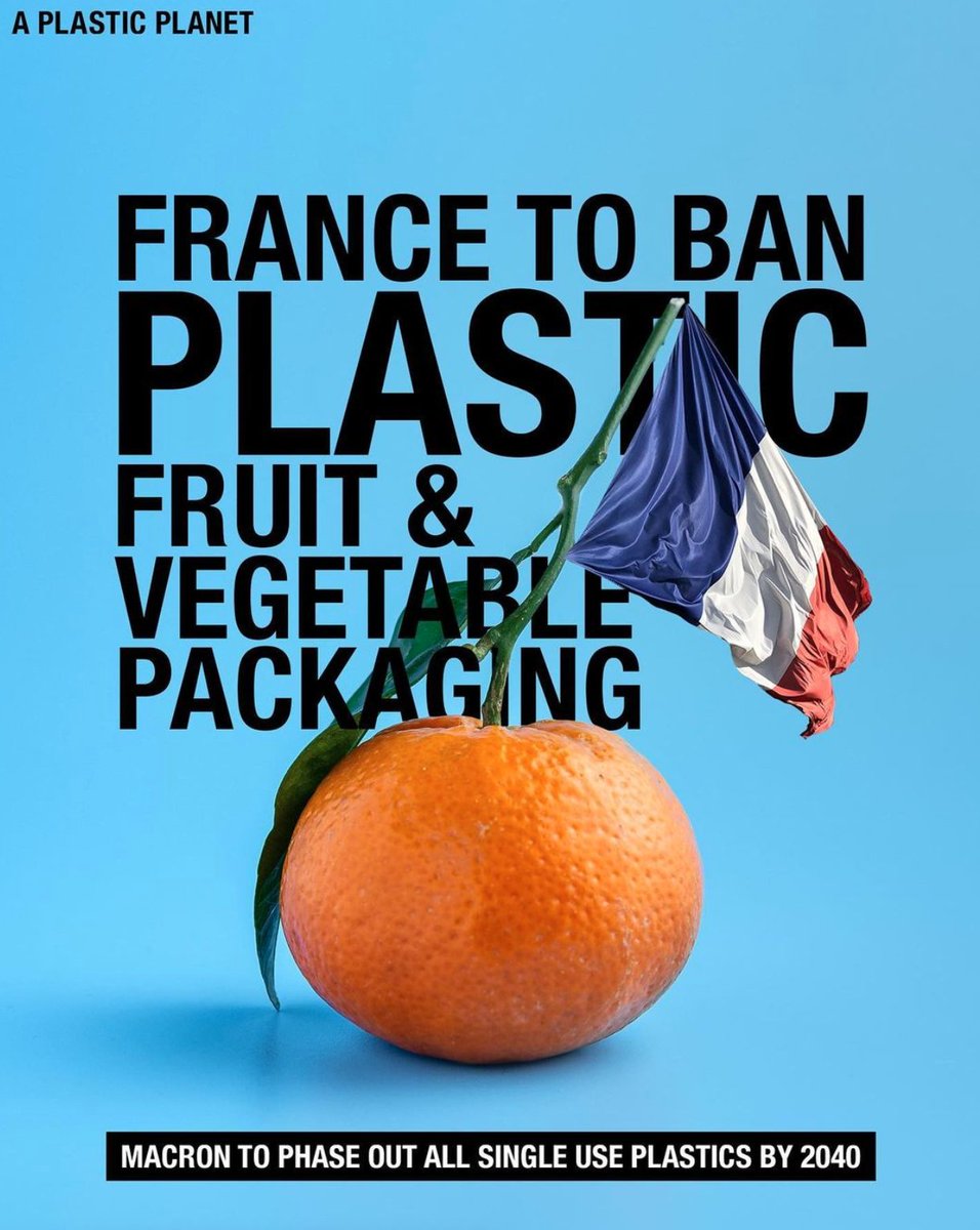 aplastic_planet's tweet photo. 📢 France to ban plastic fruit and vegetable packaging!

Cucumbers, lemons, and oranges are among the 30 varieties banned from being wrapped in plastic.

#turnofftheplastictap #plasticpollution #stopplastic https://t.co/M3n08IqC2Z