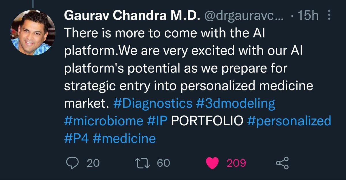 $ENZC - we already had a unique pipeline of next generation products, and now we're officially entering the personalized medicine space. 

The value of this company only goes up and I can't wait for price to finally show it this year.