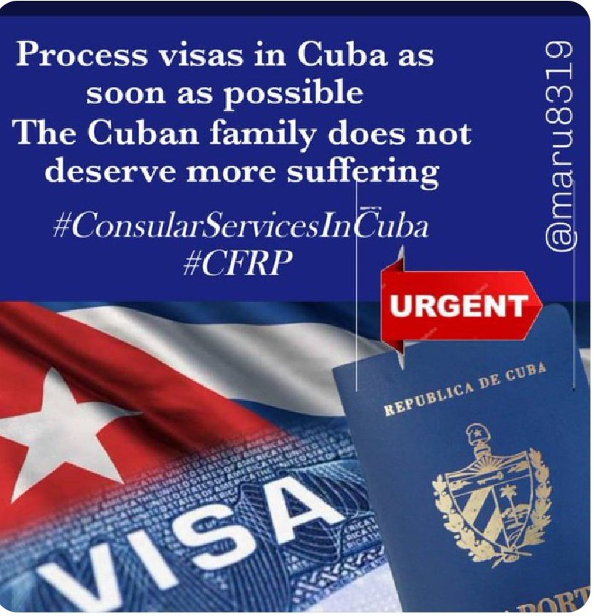 PozoRaiza's tweet photo. 👇👇👇👇👇👇👇👇👇👇👇👇👇👇👇👇👇����👇

@POTUS @WHAAsstSecty @Cartajuanero @StateDept Cuban families in the process of Cuban family reunification need a start date for the reestablishment of consular services in Havana #ConsularServicesInCuba #CFRP hágalo oficial la fecha https://t.co/qAQWCebdOM
