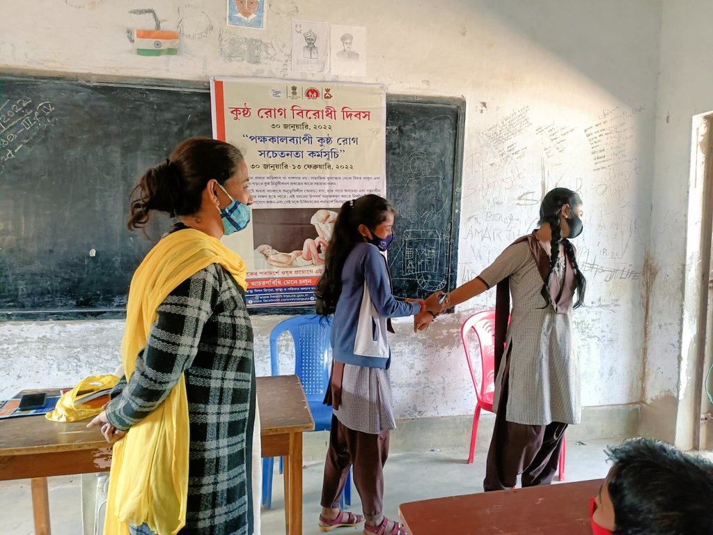 DrArpita16's tweet photo. School Level Awareness Generation on Leprosy at Bapuji Vidya Mandir School  as a part of observance of Sparsh Leprosy Awareness Campaign organized by Ashrampara UPHC on 8th February,2022..
#unityfordignity #SLAC https://t.co/1s6pWmlYZD