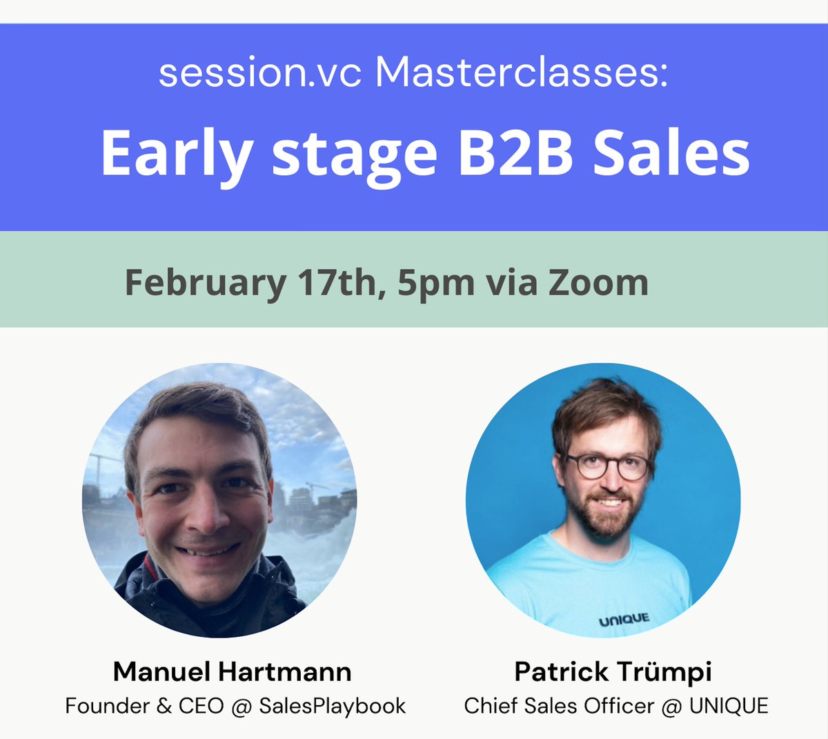 Next session.vc Masterclass about #B2B Sales in early stage tech #startups. Send me a DM if you are a B2B Founder and interested!