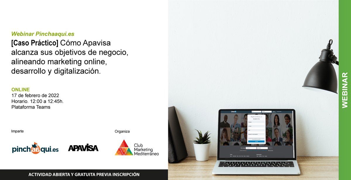 clubmktmed's tweet photo. Nuevo Webinar. Impartido por @pinchaaqui, conoceremos su caso práctico: ¿Cómo @apavisa ha alcanzado sus objetivos de negocio, alineando marketing online, desarrollo y digitalización y consiguiendo un 102% más de visibilidad en buscadores?

👉https://t.co/z4IlkQ4kH0 https://t.co/X7Zn9FLaG1