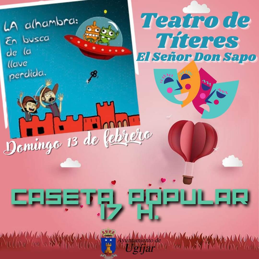 Ayto_Ugijar's tweet photo. TEATRO DE TÍTERES
El domingo 13 de febrero a 17 h. en la #CasetaPopular el #SeñorDonSato nos trae el #TeatroDeTíteres "La Alhambra: en busca de la llave perdida" para los más pequeños/as.
Por 5€, ¡inscríbete en #Guadalinfo, en el #Ayuntamiento o en https://t.co/8fWolxD1Ti https://t.co/HisUWU3BlZ