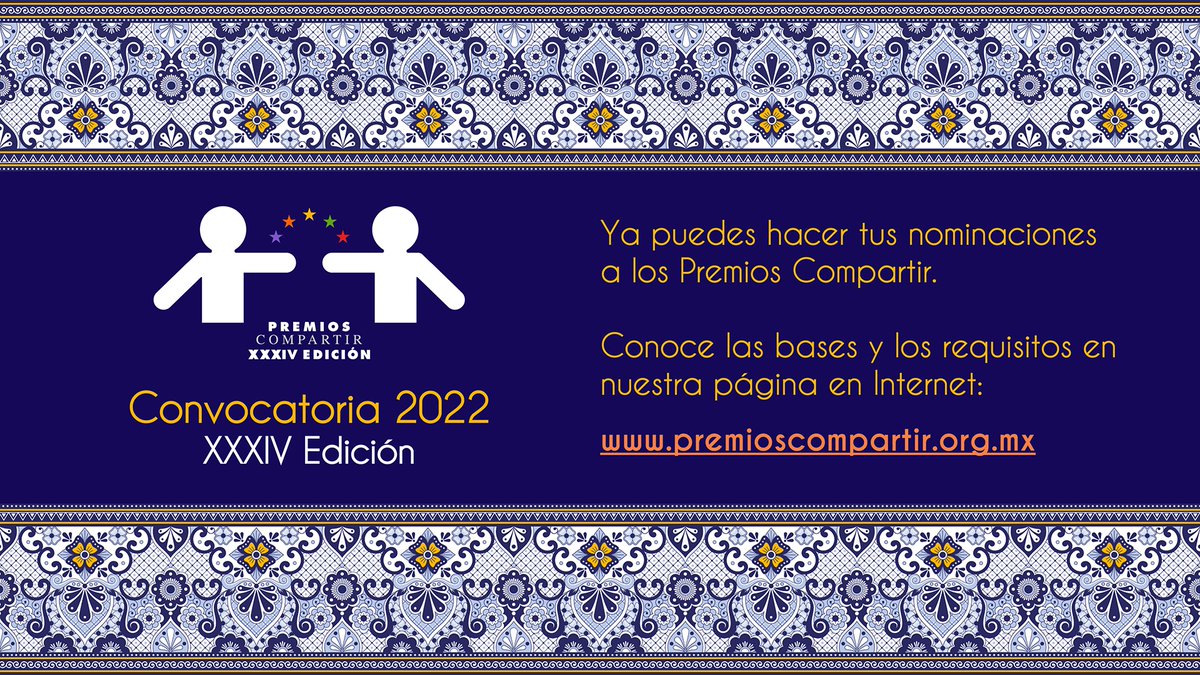 ¡El día llegó!

La Convocatoria a los Premios Compartir, XXXIV Edición ya está abierta.

Entra aquí: premioscompartir.org.mx

#PremiosCompartir2022