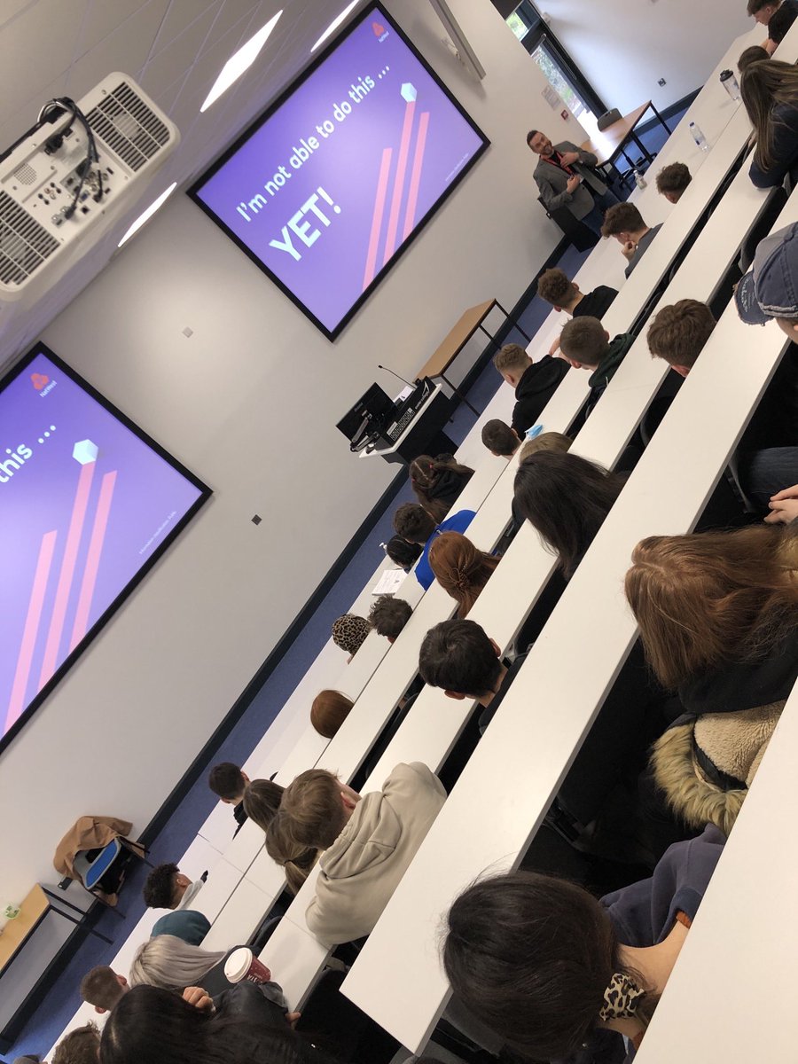 Our first year Business students being inspired by <a href="/jamescourt77/">James Court</a> from Natwest Bank on developing their Growth Mindset. Thank you for your time James, we look forward to the next session on Vision.