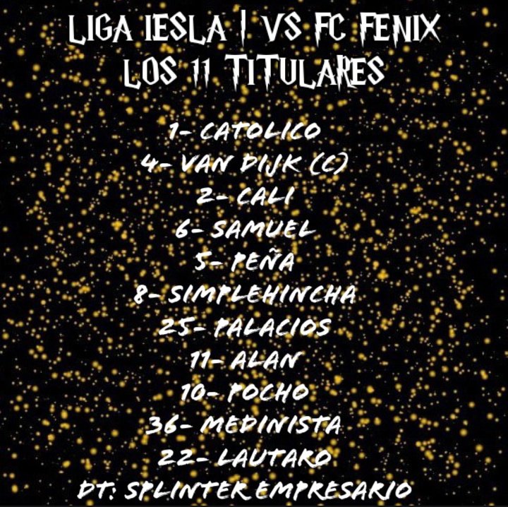 ¡Formacion Titular del Filial!
Los 11 Titulares para jugar contra Fc Fenix, hoy por la Liga Iesla <a href="/LigaIESLA/">Liga Internacional Española Latina ⚽🎮</a>

#VamosVilero