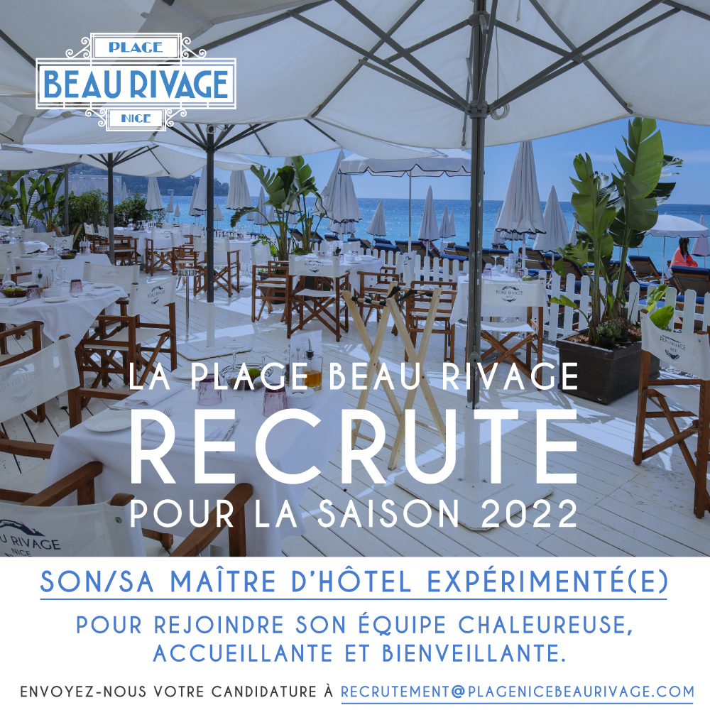 [ #Recrutement - #CotedAzurFrance ]
La <a href="/PlageBeauRivage/">Plage Beau Rivage</a> recrute, rendez-vous sur notre page FB 🥰 
<a href="/VisitCotedazur/">Côte d'Azur France</a> <a href="/ExploreNCA/">Explore Nice Côte d'Azur</a> <a href="/VilledeNice/">Ville de Nice</a>