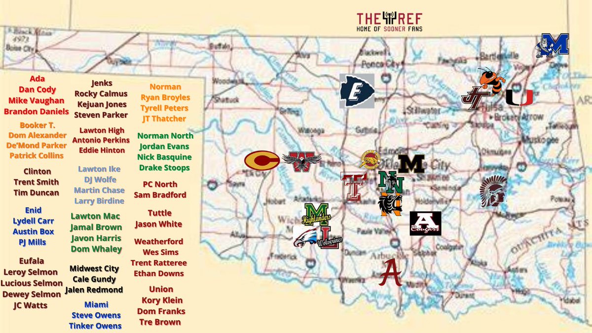 KREFsports's tweet photo. Which Oklahoma high school can claim the best collection of OU football players? https://t.co/gF0engzEG6