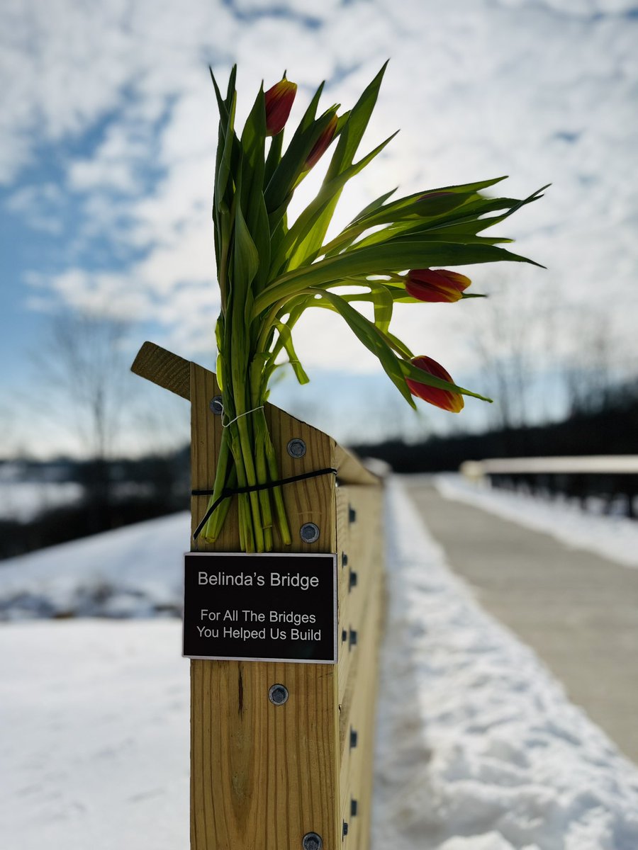 LobbyistDannyOH's tweet photo. One year ago we lost a dear friend and loved one. We miss B every day. I stopped by #QuarryTrails today to see Belinda’s Bridge. Many thanks to Tim Moloney from @CbusMetroParks and @StephanieKunze for this touching tribute to her spirit. https://t.co/xBZGnyKDgC