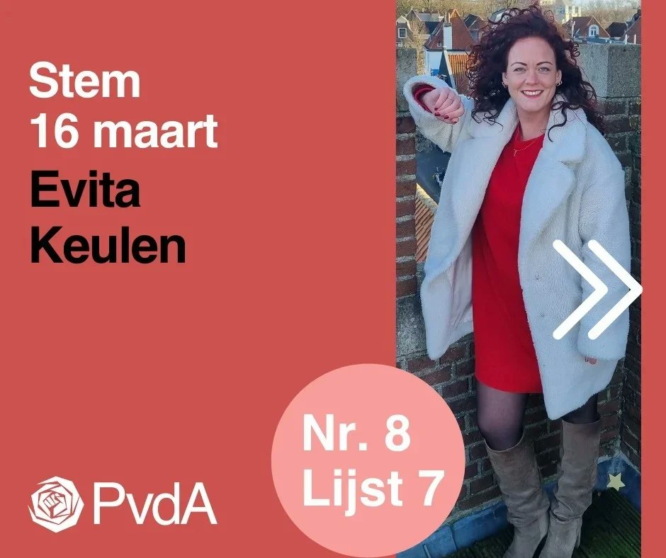 <a href="/Evietaa/">Evita Keulen</a> is kandidaat voor de PvdA omdat ze het belangrijk vindt dat Zwolle een plek is waar iedereen kan meedoen en waar je mag zijn wie je bent.

Lees meer over de 8ste kandidaat op onze lijst voor de gemeenteraadsverkiezingen van 16 maart: zwolle.pvda.nl/nieuws/nr-8-ev…