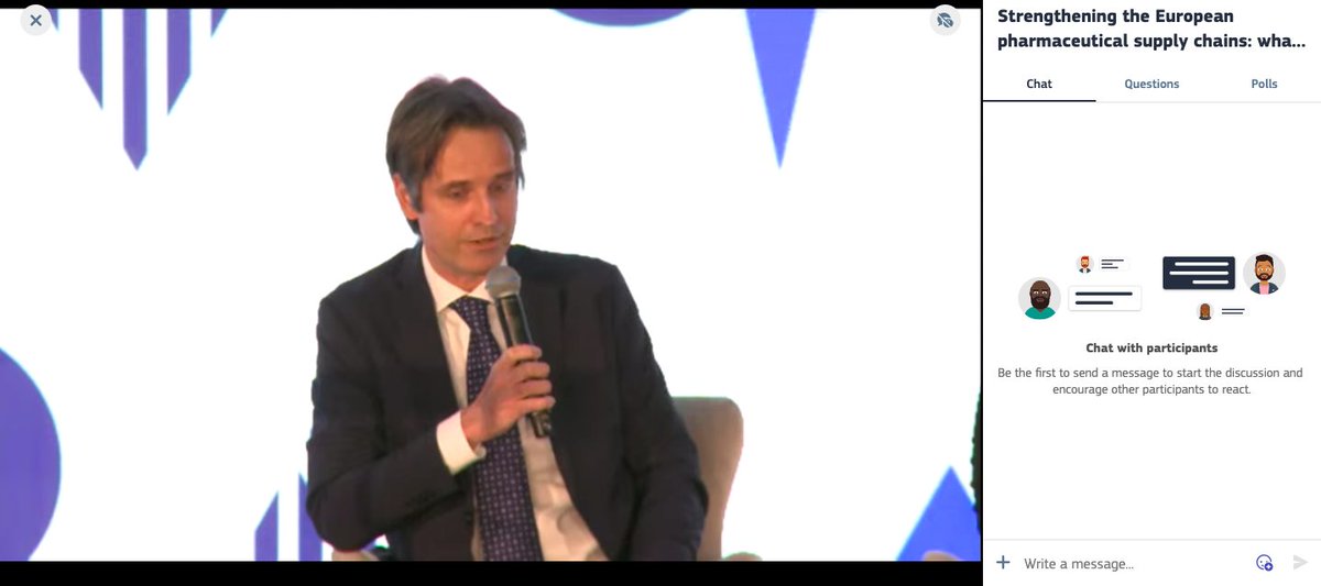 EFPIA's tweet photo. Geographical diversity of supply chains and open trade flows for materials are key to strengthen the resilience of pharmaceutical supply chains, ensure stability and avoid potential shortages and disruptions, says Marco Farinelli speaking at the #EUIndustryDays
#WeWonRest https://t.co/4BAj5h7TxF