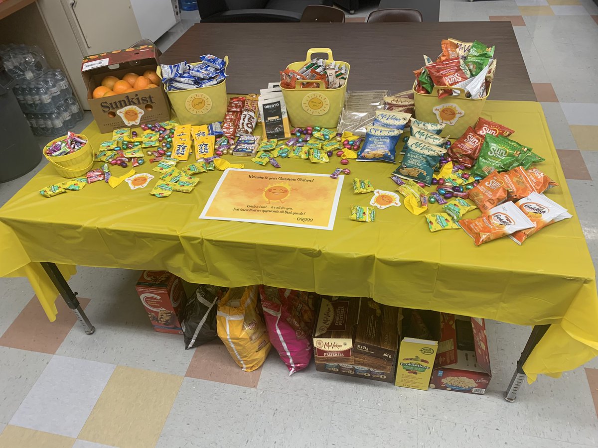 GRoadSchool's tweet image. Grateful for our amazing Grant Road SCC! They’ve spoiled the staff with an amazing sunshine station! Our staff are so appreciative. Thank you!