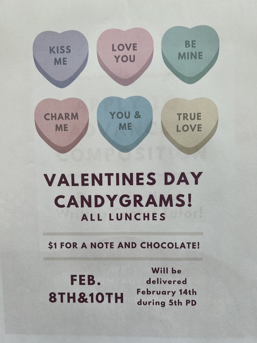 Ms_Passino's tweet image. Today is the day!! Come buy a candy gram for your sweetie!! ⁦@HSWritingCenter⁩ ⁦@HawkCounseling⁩ ⁦@hssptsa⁩