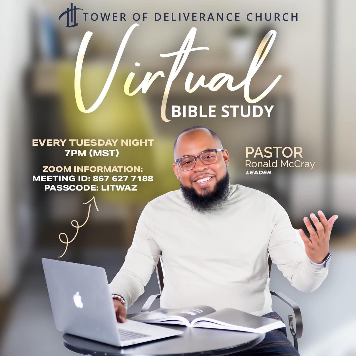 TheTowerofPHX's tweet photo. Join us for Virtual Bible Study aka “Life In The Word” every Tuesday evening at 7pm (MST). Our Pastor is teaching on the components and fundamentals of PRAYER. All are welcome to attend. #TODCPHX #LifeInTheWord #Prayer https://t.co/5pZlhggKU5