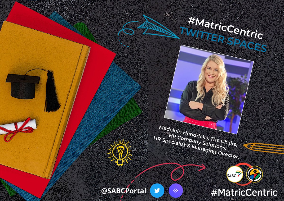 SABCPortal's tweet photo. Join #MatricCentric, Wednesday 9 February 2022 at 7PM on SABC Twitter Spaces with one of our incredible guests Madelein Hendricks. 

Topic: “Opportunities for Matriculants who do not pursue a higher qualification.” https://t.co/hWbc4Uq7cm