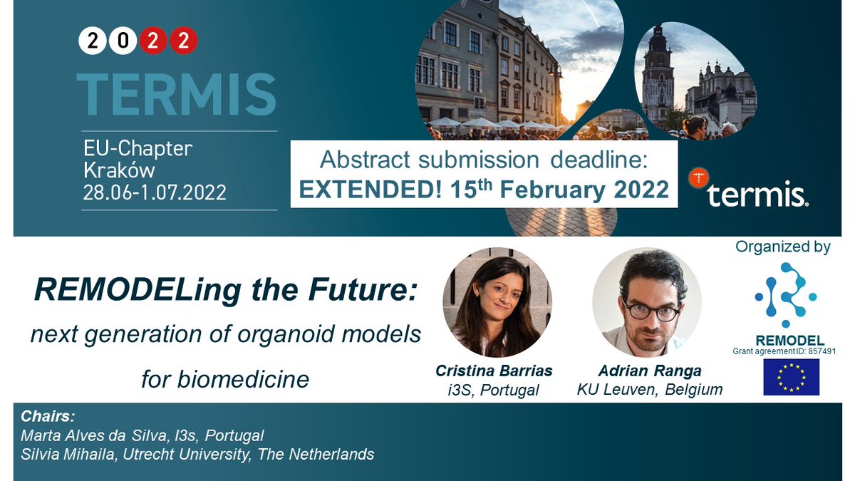 REMODELresearch's tweet photo. Still 7 days left for you to submit your abstract to our Symposium @TermisEU2022 !!
@Bemic_BLab @AdrianRanga1 @SilviaMMihaila https://t.co/EN6lXIVz1f