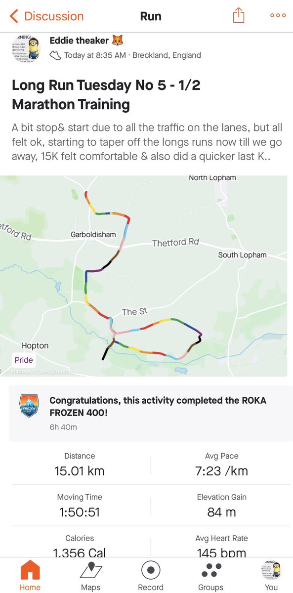 eddietheaker's tweet photo. Long #Run Tuesday No 5 - #halfmarathontraining starting to taper down the distance, now 15K on our #longruns a good morning steady pace with a quicker last 1K tried @gotailwind best so far. #runner #running #halfmarathon #Training @foxtrotters1066 @MonitortheBeat @UKRunChat https://t.co/8fStyW68vj