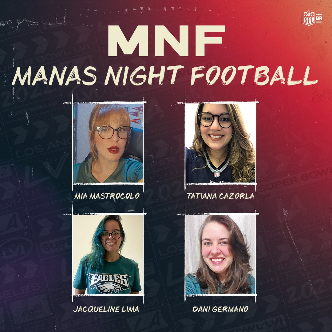 As meninas fazem muito pela NFL no Brasil e não poderíamos deixar elas de fora de uma semana HISTÓRICA.

MANAS NIGHT FOOTBALL. Um programa totalmente feminino e com muito futebol americano . Nesse sábado no canal do YouTube da NFL Brasil.

As MINAS também vão fazer HISTÓRIA! 💪♀️