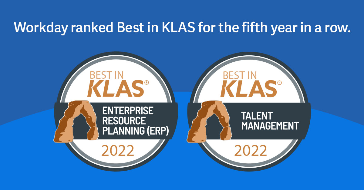 We’re honored to be ranked #BestInKLAS 2022 in ERP and Talent Management for the fifth year in a row. Thank you to our #healthcare community for your feedback: wd.inc/3B7ns5t