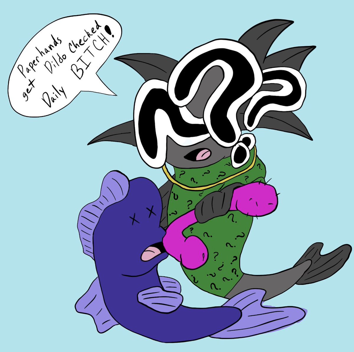 Friend_Exotic's tweet photo. Episode 7 - “Dildo Doodle Defender…Fish thing…” ft. @SecretDoodler. Our fish have a very particular set of skills, skills acquired over a very long life in the Sea. Skills that make #EFF a nightmare for people like the paperhands. #ExoticFishFriends 🎏
Artist: @SecretDoodler https://t.co/yhbXYBL9Re
