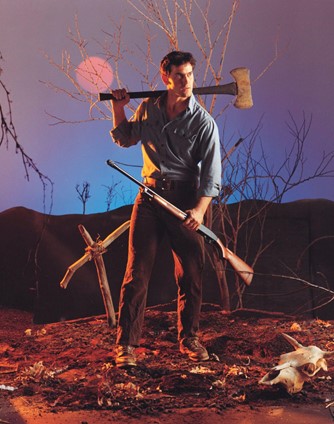 PlayStation's tweet photo. A groovy look at how Evil Dead: The Game adapts iconic on-screen characters, gear, and more into the asymmetrical multiplayer title. Coming May 13: https://t.co/XjheRdkqKu https://t.co/3LTmEFcWzm