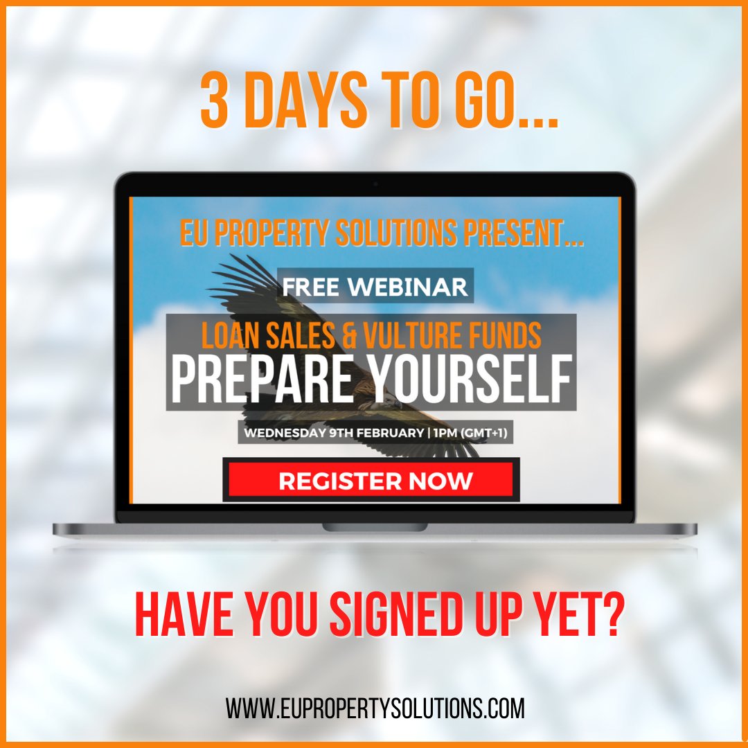 euproperty1's tweet photo. Our Chairman, Terry Bell is hosting our 'Vulture Funds Explained' webinar this Friday at 11am. 

Don't miss out and sign up today: https://t.co/wCX438ZdBc

#webinar #vulturefunds #loansales #spain #cyprus #advice #help https://t.co/G6ETc0VWOy