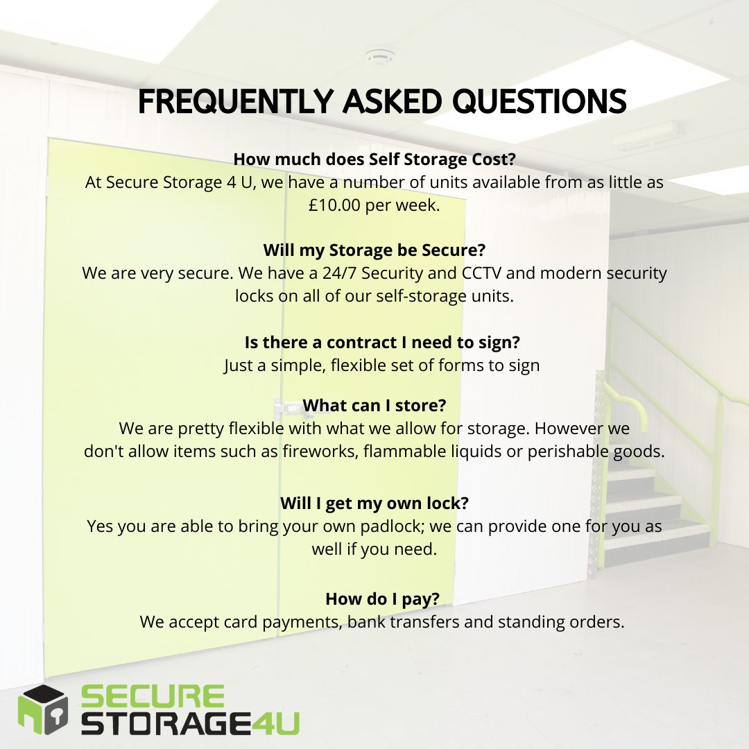 Are you thinking about renting some extra #space?

We can help with that...here are some of our #FAQ's to help squash those worrying thoughts! 

Call us today for more information....
📞01706 240010
📱 07939  324124
🌐ow.ly/fxVX50BLYiw