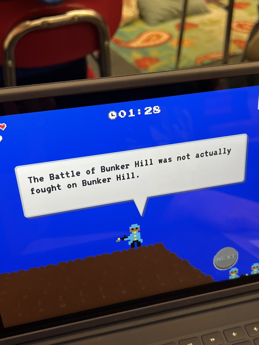 bpmlloyd's tweet photo. This young man made a Bloxels game to introduce the American Revolution to class.  I see a future teacher or tech integrator❤️@GoMounts @Reamteacher @EIMSMounts @bloxels https://t.co/TLevNlJZBU
