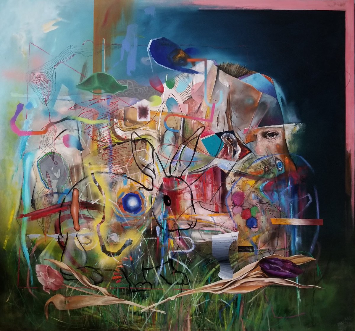 “Rabbit Excavations” © Detlef Gotzens

Acrylic, charcoal drawing, oil, oil pastel,spray paint and metal leaf on Canvas. 2019

Size: 142 x 152 cm
.
.
.
.
#fineart #expressionart #abstractexpression #kunst #modernart #artrewards