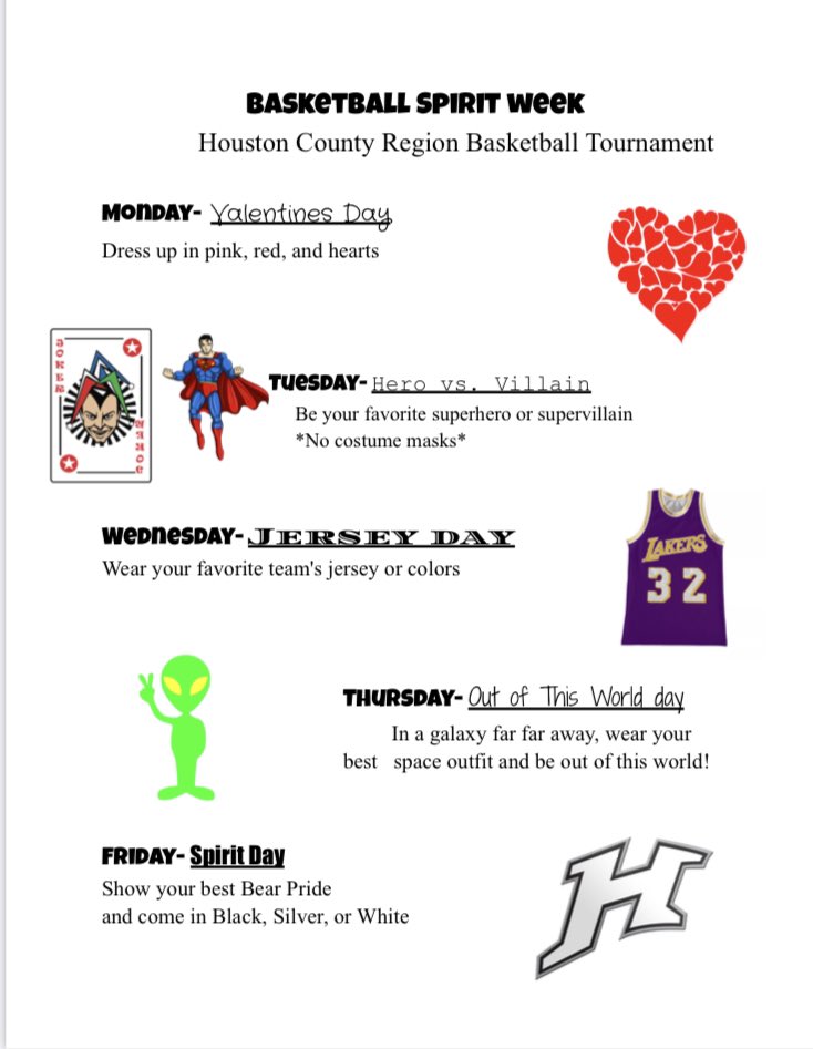 RizerBEARDOWN's tweet photo. We will have a spirit week at HOCO next week. Good luck to both our boys and girls basketball teams who will be hosting our region tournament here Tuesday, Wednesday, and Friday. 🐻⬇️ https://t.co/c50qDFcTTj