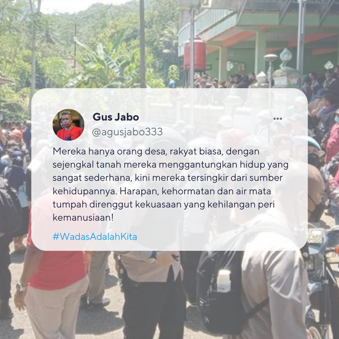 @projectm_org Seakan kita kembali ke era Kolonialisme. Tanah dirampas, warga di represi. Dimana keadilan? Dimana Pak Gubernur @ganjarpranowo yg katanya 'Tuanku ya Rakyat...' ?

@agusjabo333 
@TirtoID
@BBCIndonesia
@CNNIndonesia
@tribunjogja
#WadasAdalahKita 
#WadasMelawan