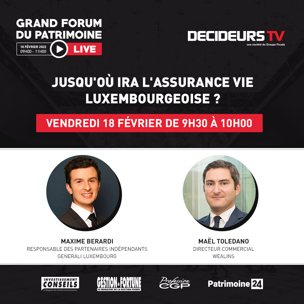 Grand Forum du Patrimoine (@grandforum2023) on Twitter photo 📌 Au programme du Grand Forum du Patrimoine #Live vendredi 18 février à 9h30 : Jusqu'où ira l'#assurancevie luxembourgeoise ? Un atelier animé par <a href="/Lorenzini_Fred/">Lorenzini Frédéric</a> avec Maxime Berardi (Generali Luxembourg) et Mael Toledano (Wealins).
👉 S'inscrire : bit.ly/3xcjEhr
#CGP 📌 Au programme du Grand Forum du Patrimoine #Live vendredi 18 février à 9h30 : Jusqu'où ira l'#assurancevie luxembourgeoise ? Un atelier animé par <a href="/Lorenzini_Fred/">Lorenzini Frédéric</a> avec Maxime Berardi (Generali Luxembourg) et Mael Toledano (Wealins).
👉 S'inscrire : bit.ly/3xcjEhr
#CGP