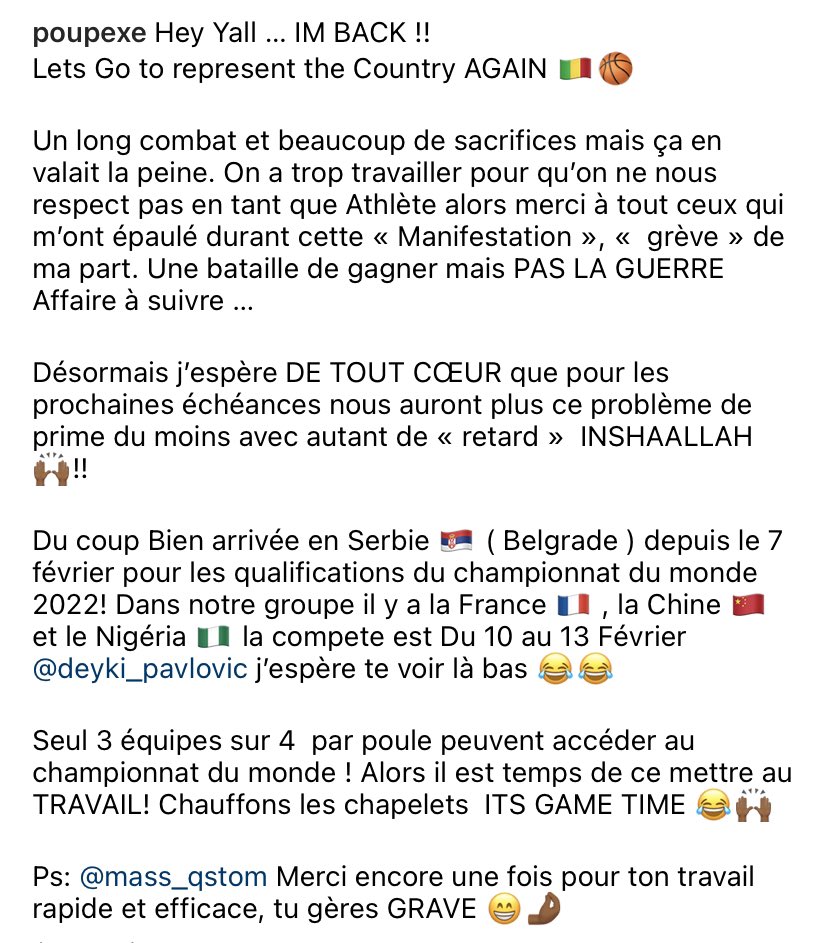 Poupexe's tweet photo. IM BACK YALL AND READY TO FIGHT …AGAIN .. 🇲🇱 🏀 https://t.co/ChfbMYvBU3