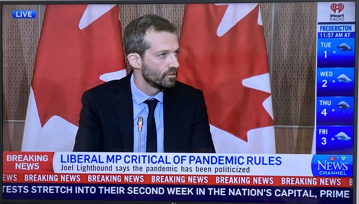nakedmindfields's tweet photo. MP Joel Lightbound (Parliamentary Secretary to the Minister of Public) breaks ranks with Liberals. No longer can support the divisive strategy by Liberal Party since the last election. Says roadmap to the lifting of public sanctions needed. Feels we need a way to live with Covid. https://t.co/mgRrpcNSgd