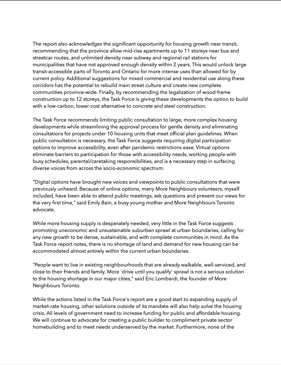 MoreNeighbours's tweet photo. More Neighbours Toronto Press Release: The Ontario Housing Affordability Task Force Report.

We call upon our provincial government to take immediate legislative action on the report recommendations.

https://t.co/ITh9ZZO7PU

PDF Version: https://t.co/RdKmad6SQs https://t.co/bFvjwyCTDY